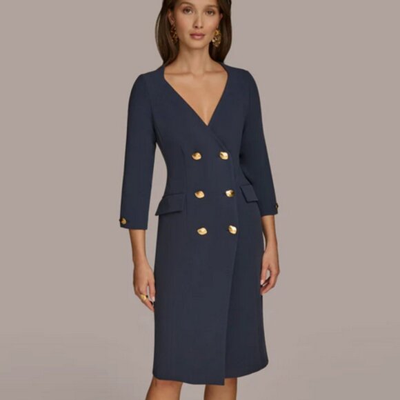 NWT Donna Karan Navy Coat Dress 12 KA4C12A0 - Picture 1 of 7